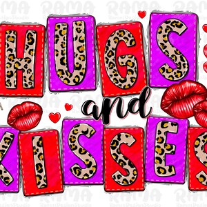 Umarmungen und Küsse png Sublimation Design herunterladen, Liebe Valentine png, Valentinstag png, Valentines Lippen png, sublimieren Designs herunterladen