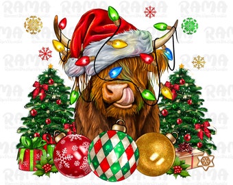 Christmas Cow Png, Western Design, Western Christmas Png, Christmas Cow Png, Christmas Light Png, Western Cow Png, Digital Download