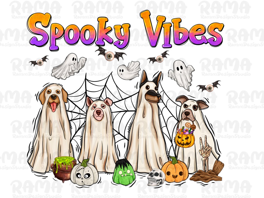Spooky Vibes Halloween Dog Ghost Dog Halloween Happy - Etsy