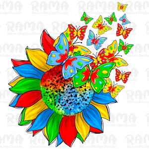 Autismus Sonnenblume PNG, Autismus Awareness, Autismus Mom, Au-etwas Sublimation Design Downloads, Autismus Herz Png, Autismus Awareness Day PNG
