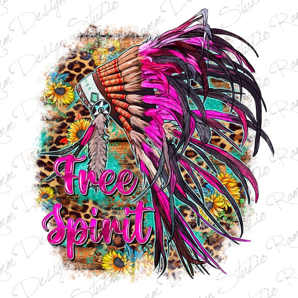 Free Spirit Native American Indian Headdress Png Sublimation Design, Western Headdress Free Spirit, Png Sublimation Design Download, Country