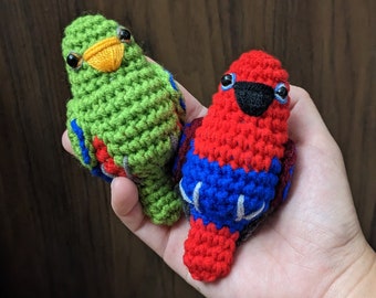 Crochet Eclectus Parrot Bird Amigurumi Keychain
