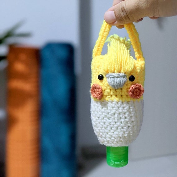 インコ あみぐるみ ハンドメイド ジェル ホルダー インコ あみぐるみ