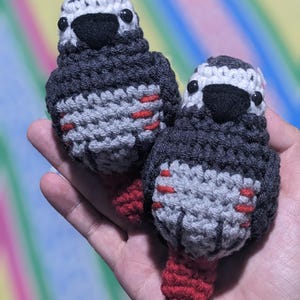 Crochet African Grey Parrot Bird Amigurumi Keychain image 10