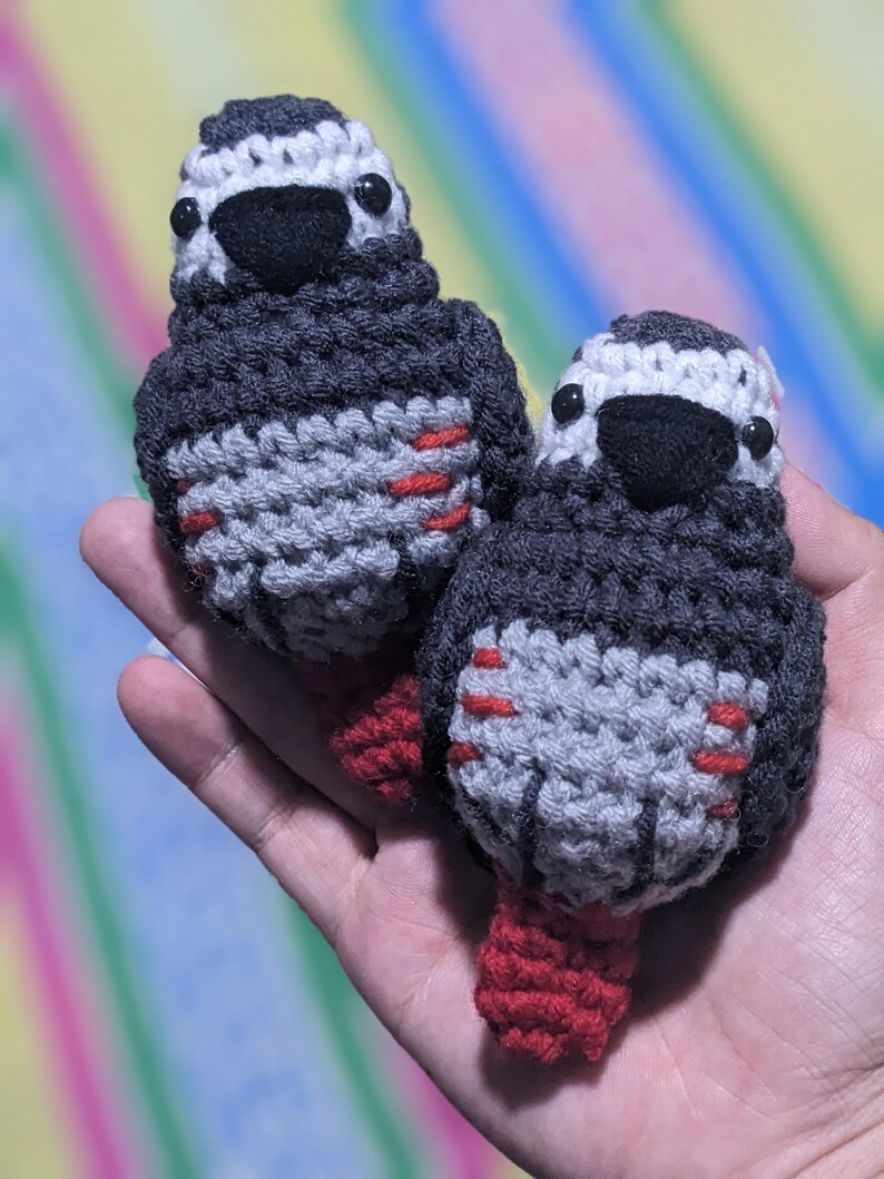 Crochet African Grey Parrot Bird Amigurumi Keychain image 10