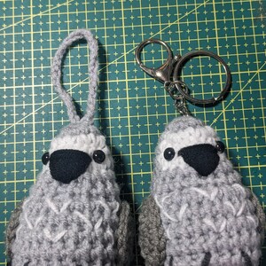 Crochet African Grey Parrot Bird Amigurumi Keychain image 6