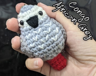 Crochet African Grey Parrot Amigurumi