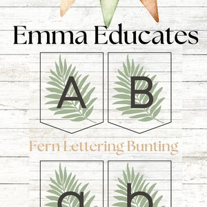 Nature Inspired Fern Lettering Bunting for nursery&#39;s, classrooms and workspaces, personalise to display your child&#39;s name etc.