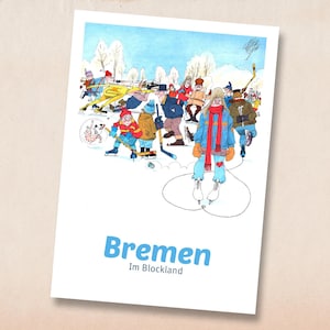 Im Blockland. Postkarte mit Illustration von Volker Ernsting