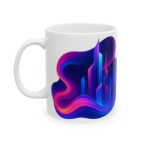 Vibrant Abstract Ceramic Mug, Colorful Coffee Cup, Modern Drinkware, Artistic Mug for Home or Office, Gift for Art Lovers