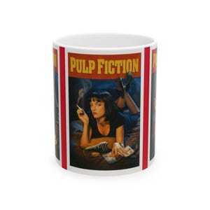 Pulp Fiction Mug, Vintage Movie Coffee Cup, Retro Ceramic Mug, Gift for Movie Lovers, Film Decor