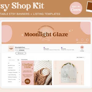 Etsy Shop Kit, Branding Kit, Etsy Shop Templates, Editable Canva Banners, Etsy Shop Bundle, Boho