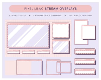 Pixel Lilac Stream Overlay - Twitch Overlay Package, Customizable Screen Overlays, Theme Overlay, Purple, Pink, Aesthetic, Cute