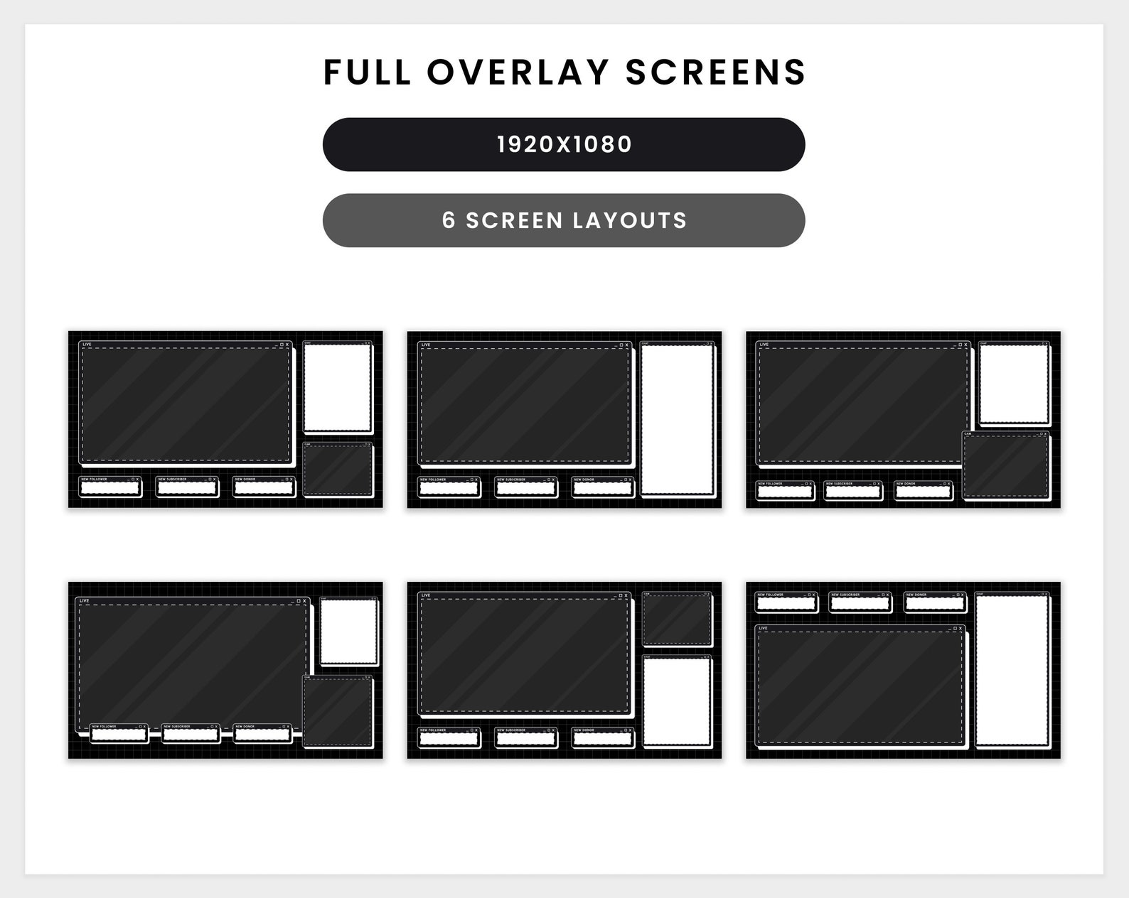 Pixel Monochrome Stream Overlay - Twitch Overlay Package, Customizable ...