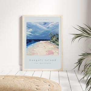 Malediven Kunst Poster | Tropische Ozean Strand Illustration | Tropische Malerei | Reiseplakat | Küstenchic Kunst | Meerlandschaft | versandkostenfrei
