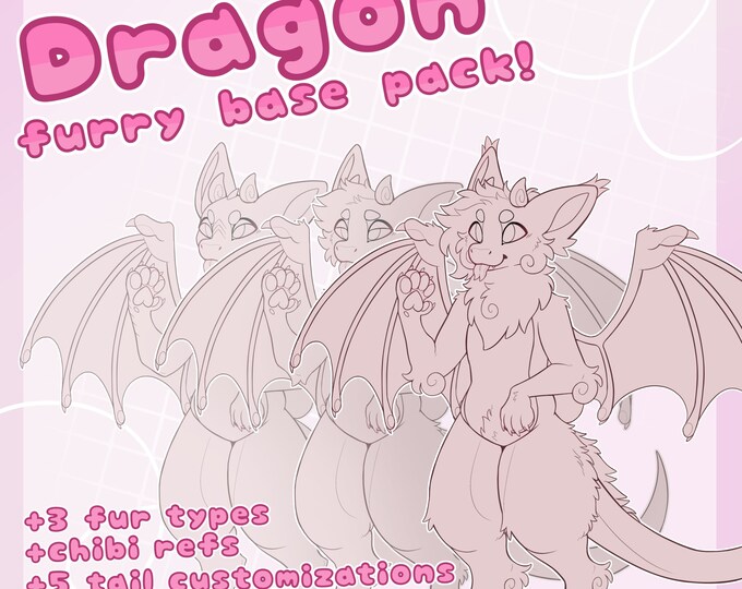 Dragon Reference Sheet Base | Furry Lineart & Base - Etsy
