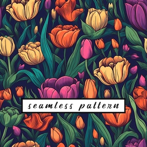 Tulips seamless, seamless file, tulips pattern, fabric print, unique tulips, unique wallpaper, seamless paper, seamless fabric, tulip tshirt