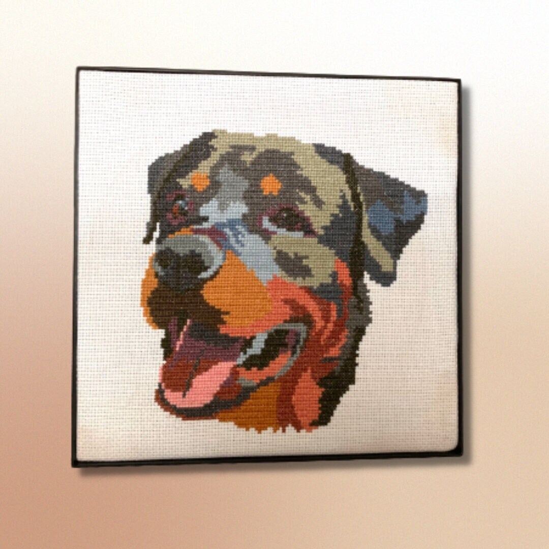 Smiling Rottweiler Cross Stitch Pattern Custom Pet Art Etsy