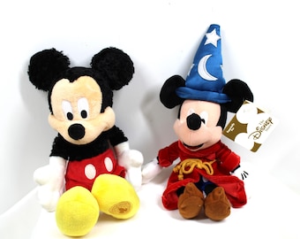 Vintage Disney Mickey Mouse Plush Set – Fantasia Sorcerer, Theme Park Edition