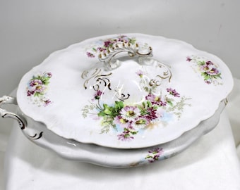Vintage Laughlin Colonial China Soup Tureen: Country Chic Serving Dish
