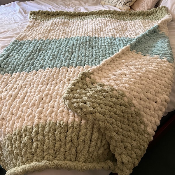 Hand Knit Blanket Etsy