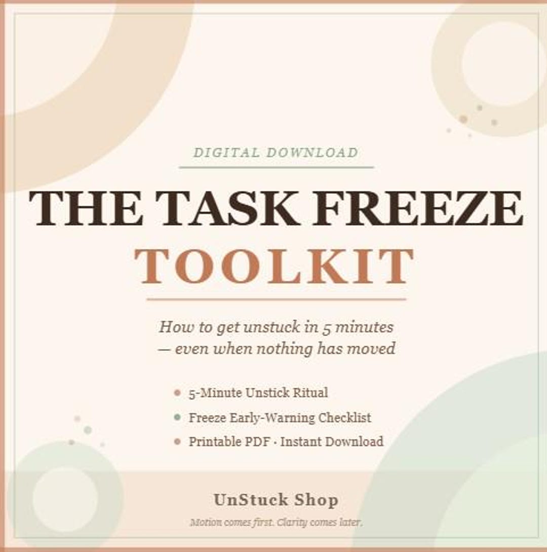Procrastination & Task Freeze Printable Workbook — 5-minute Unstick ...