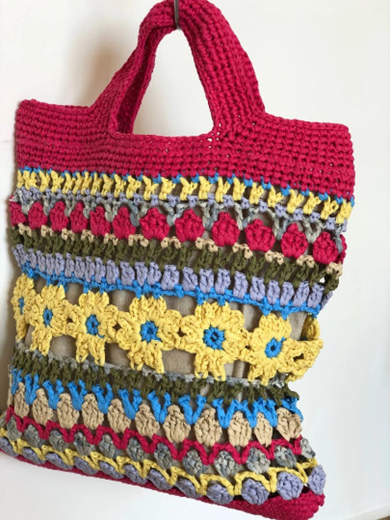 Hand Knitted Big Beach Bag Raffia Yarn Natural Straw Gift Etsy