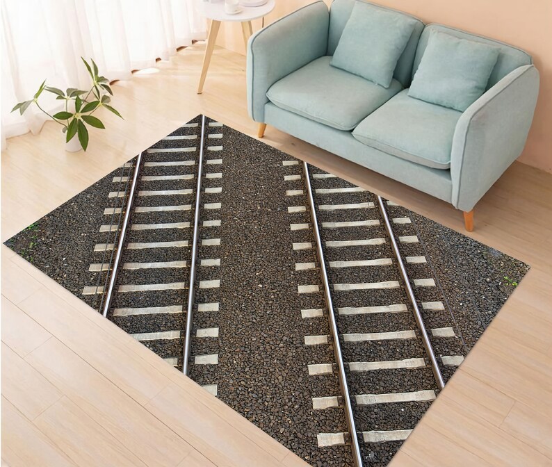 Railway Rug,train Track Carpet,living Room Rug,area Rug,train Carpet