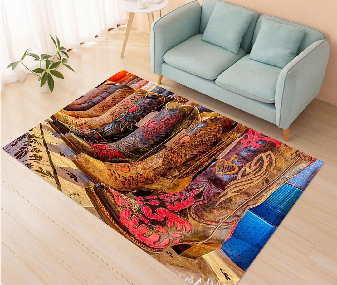 Cowboy Rug,cowboy Boots Rug,living Room Rug,area Rug,cowboy Carpet