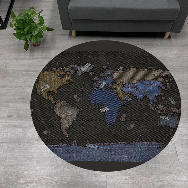 World Map Rug Etsy