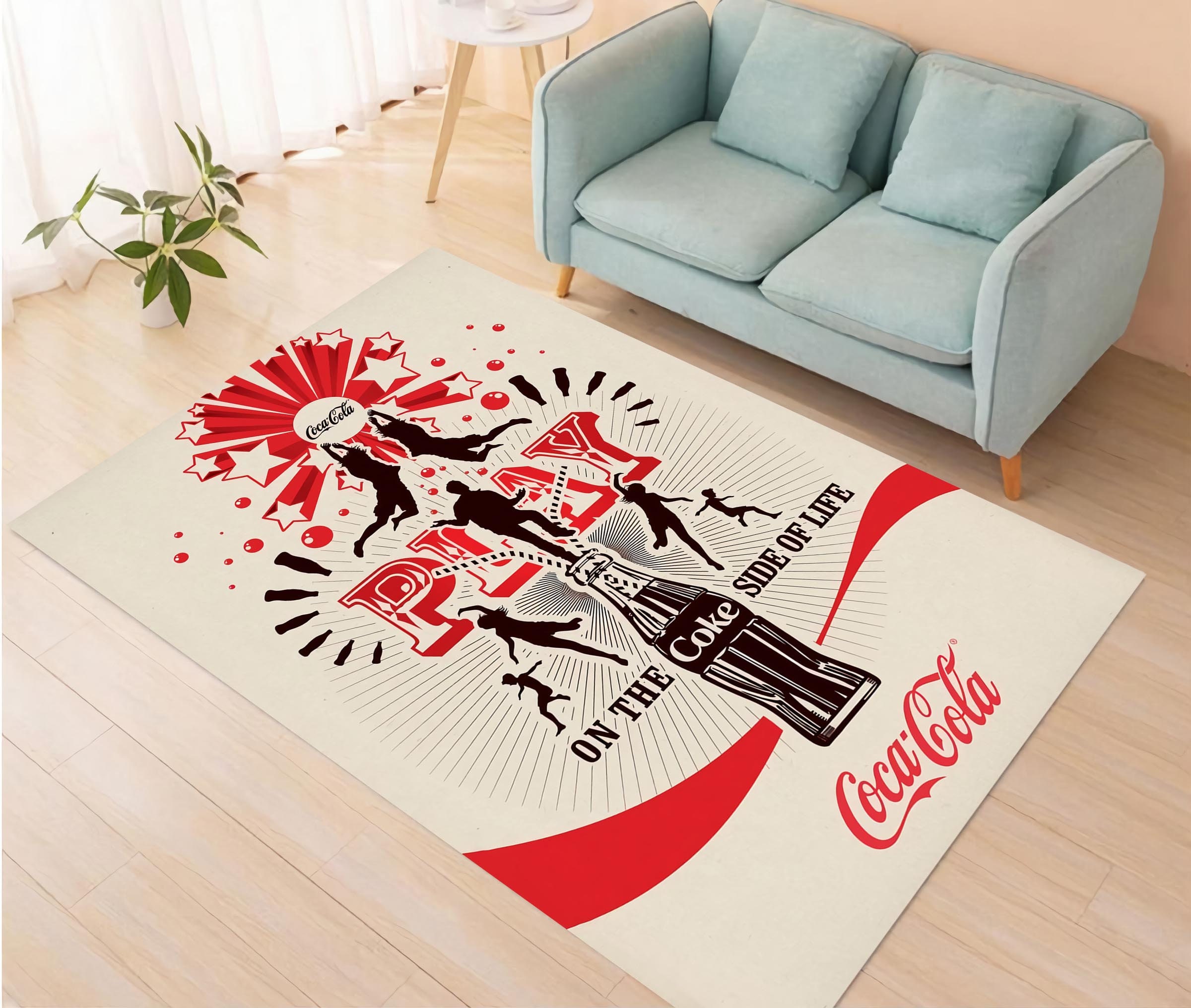 Coca Cola Rug, Gray Rug, Rugs for Living Room, Personalized