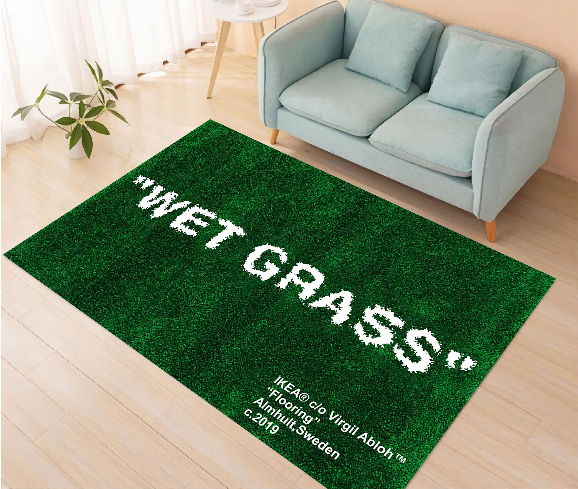 Home WET GRASS Rug Green Carpet Trend Home Plush Floor Furnishings