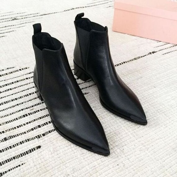 Bespoke Handmade Black Toe Chelsea Boots Men -