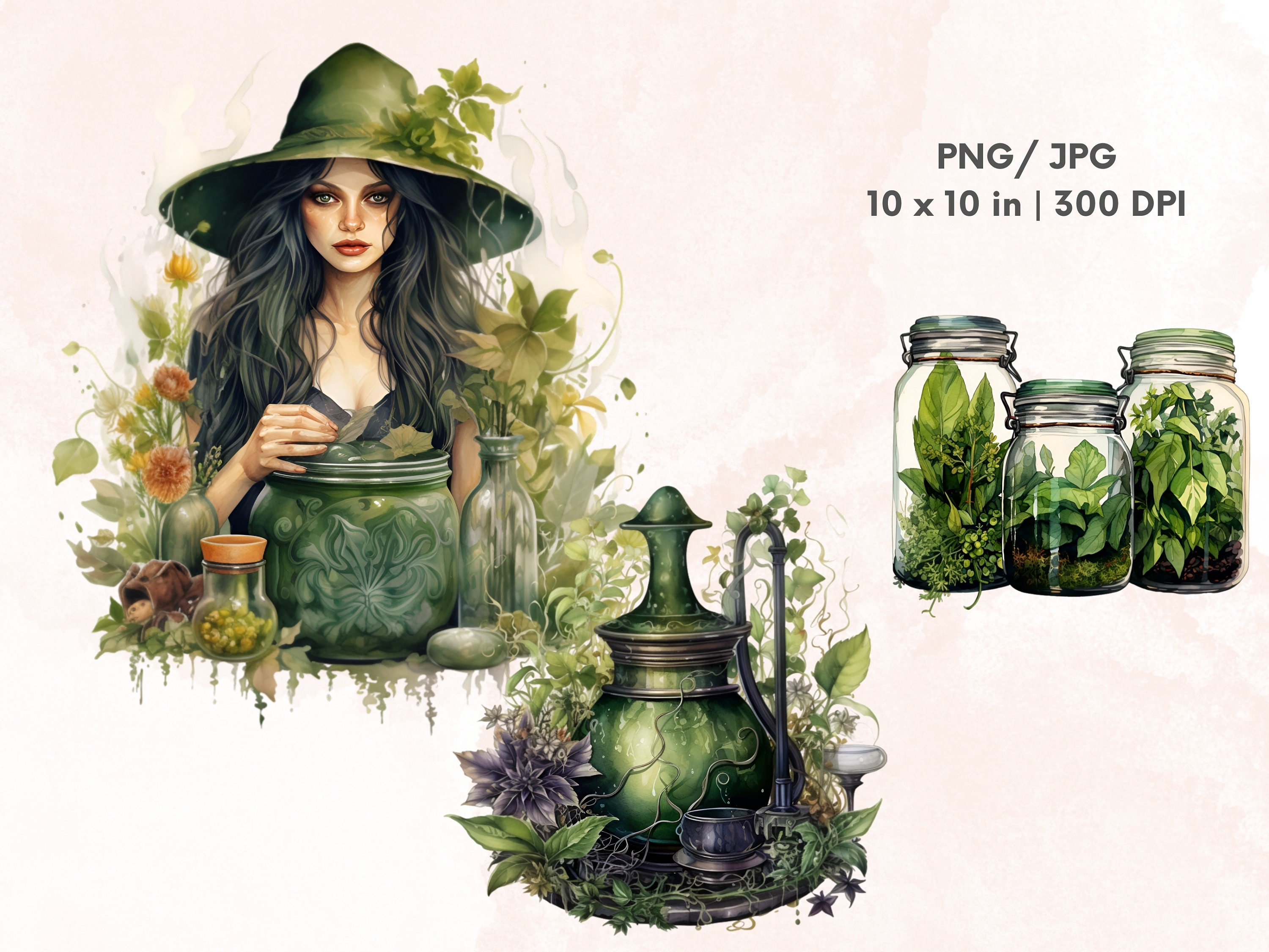 Watercolor Botanic Lover Clipart, Magical Clipart, Botanical Clipart ...
