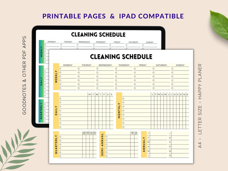 Editable Cleaning Schedule Printable Cleaning Checklist Weekly Monthly ...