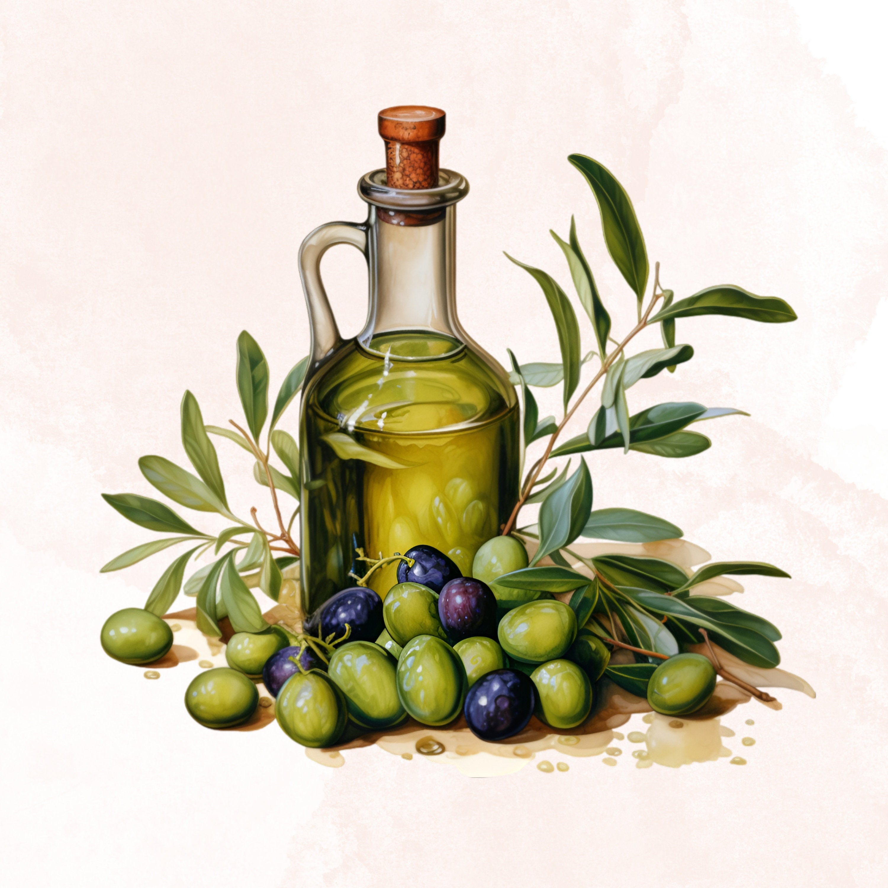Olive Oil Bottle Clipart, Olive Clipart, Olive Tree Png, Summer Clipart ...
