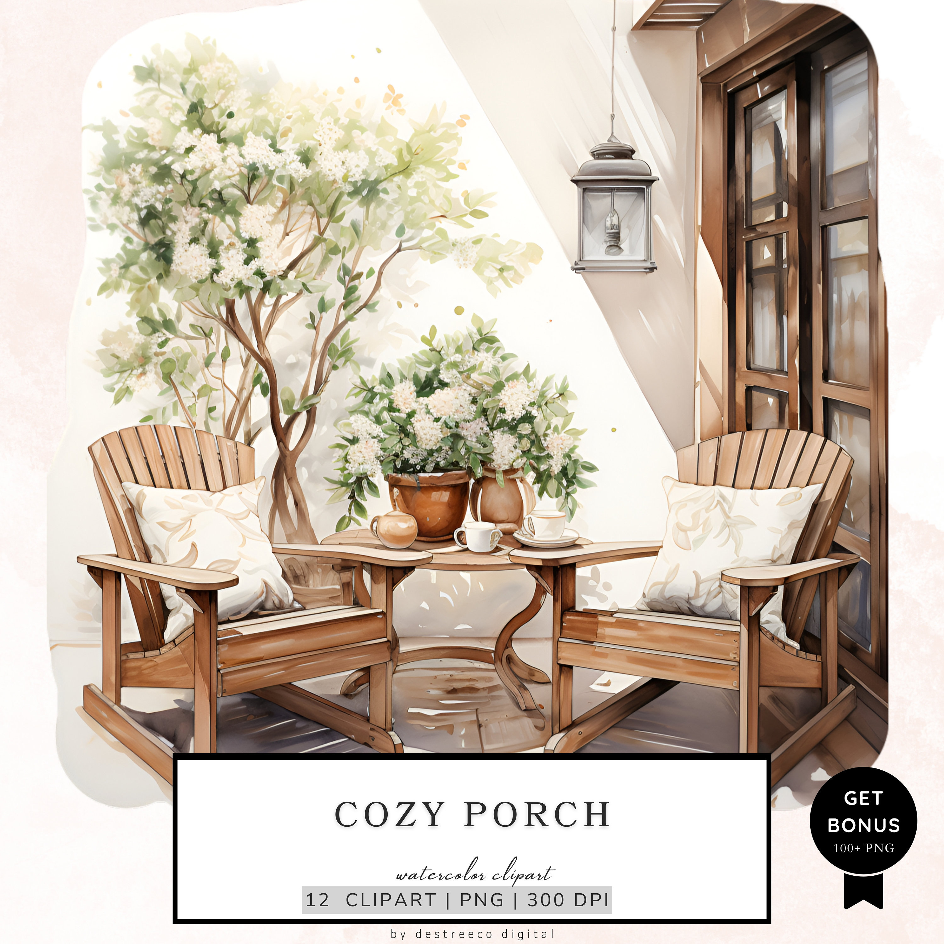 Cozy Porch Clipart Bundle, Cottage Home Decor, Interior Design Graphics ...