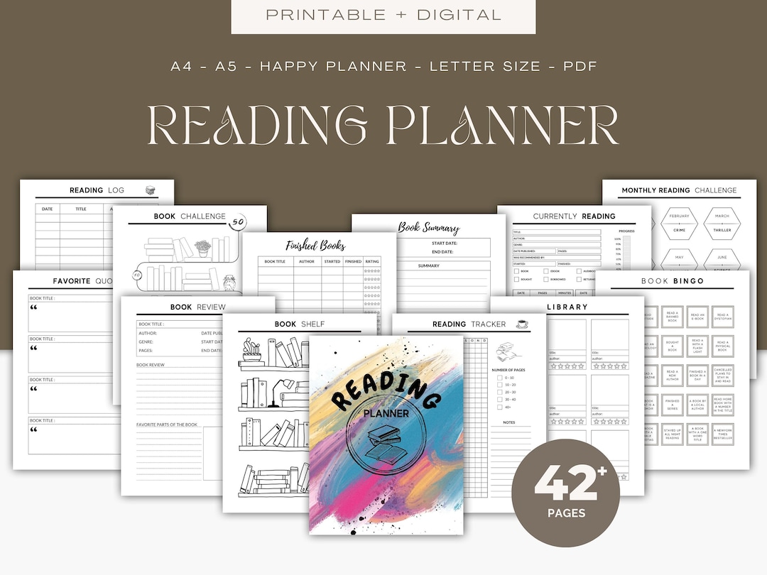 Printable Reading Planner Book Journal Book Tracker Reading Log Book