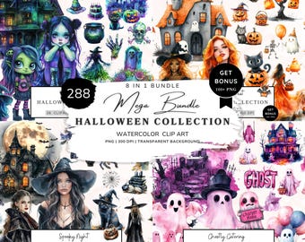 Halloween Clipart Bundle, Autumn Clipart, Halloween Graphics, Spooky Halloween Png, Halloween Decoration, Ghost, Pumpkins, Mummy, Cute Fall