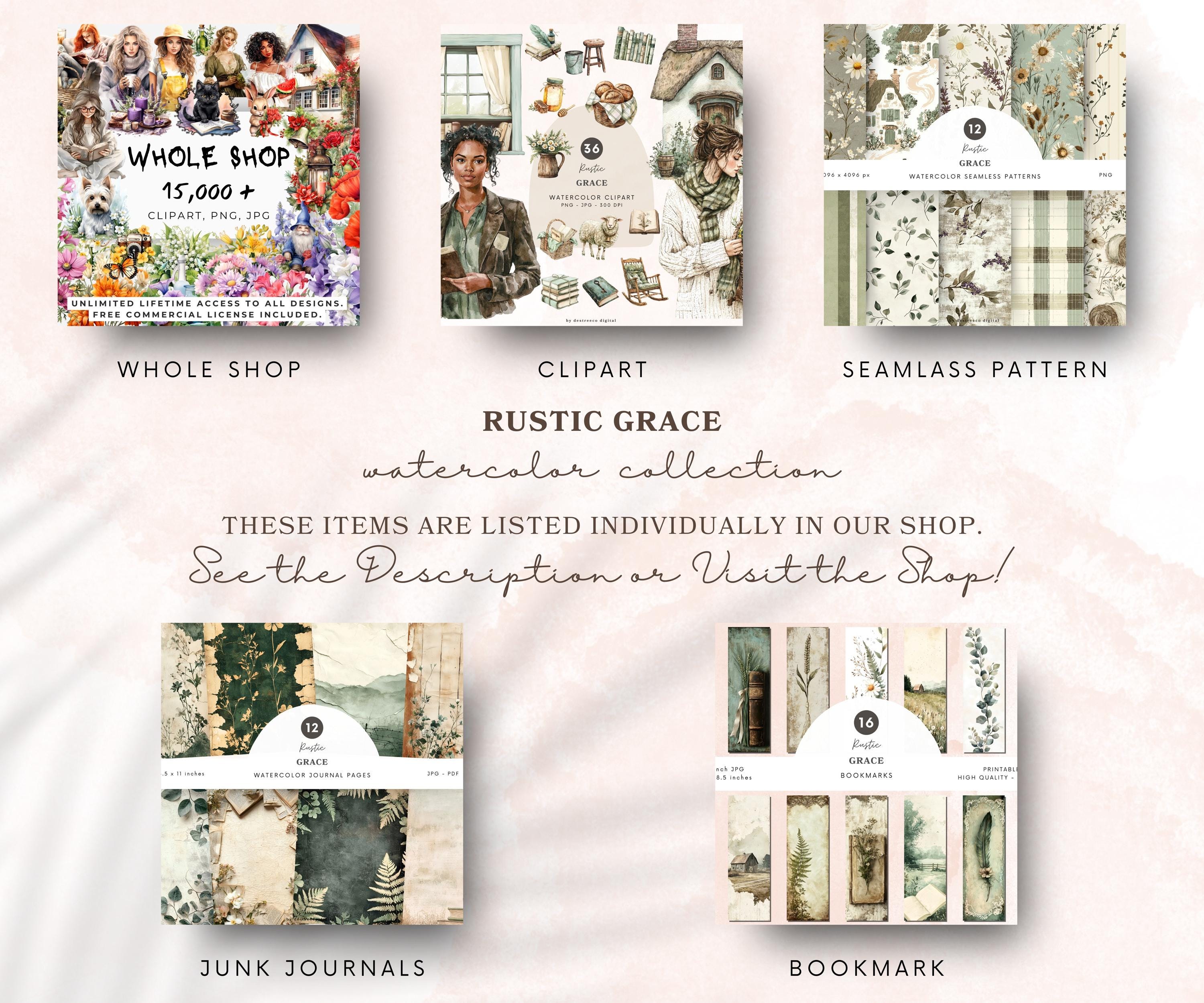 Rustic Seamless Patterns, Rustic Grace Digital Paper, Vintage Patterns ...