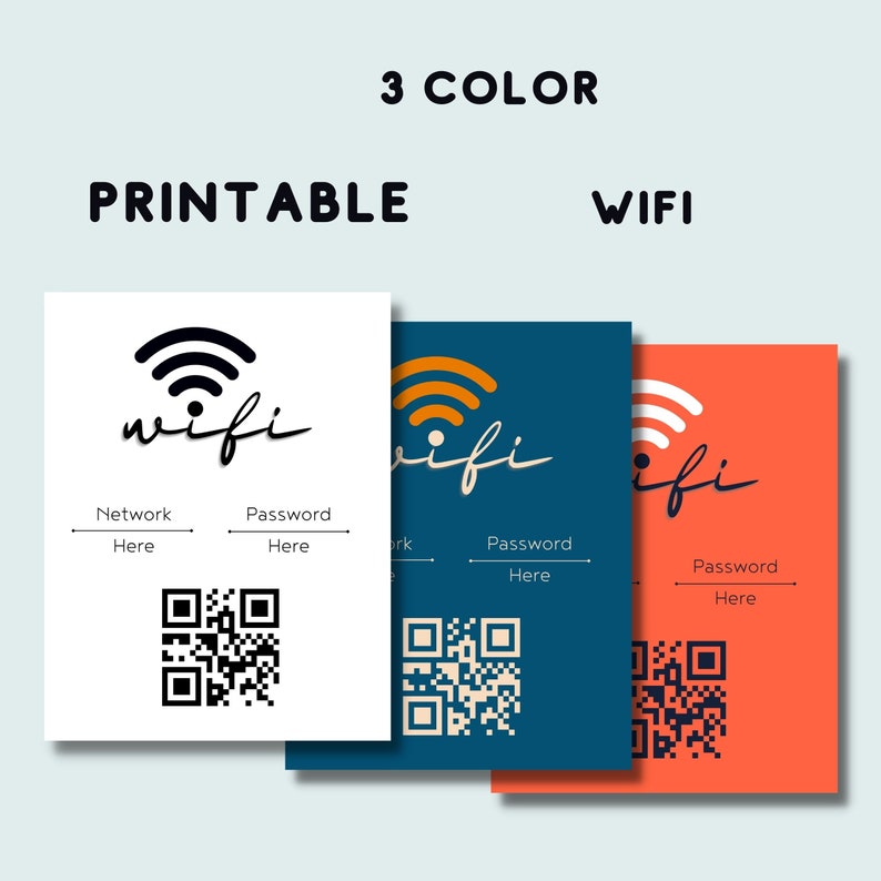 Printable Wifi Password Sign Editable QR Code Template Fully printable-wifi-password-sign-editable-qr-code-template-fully