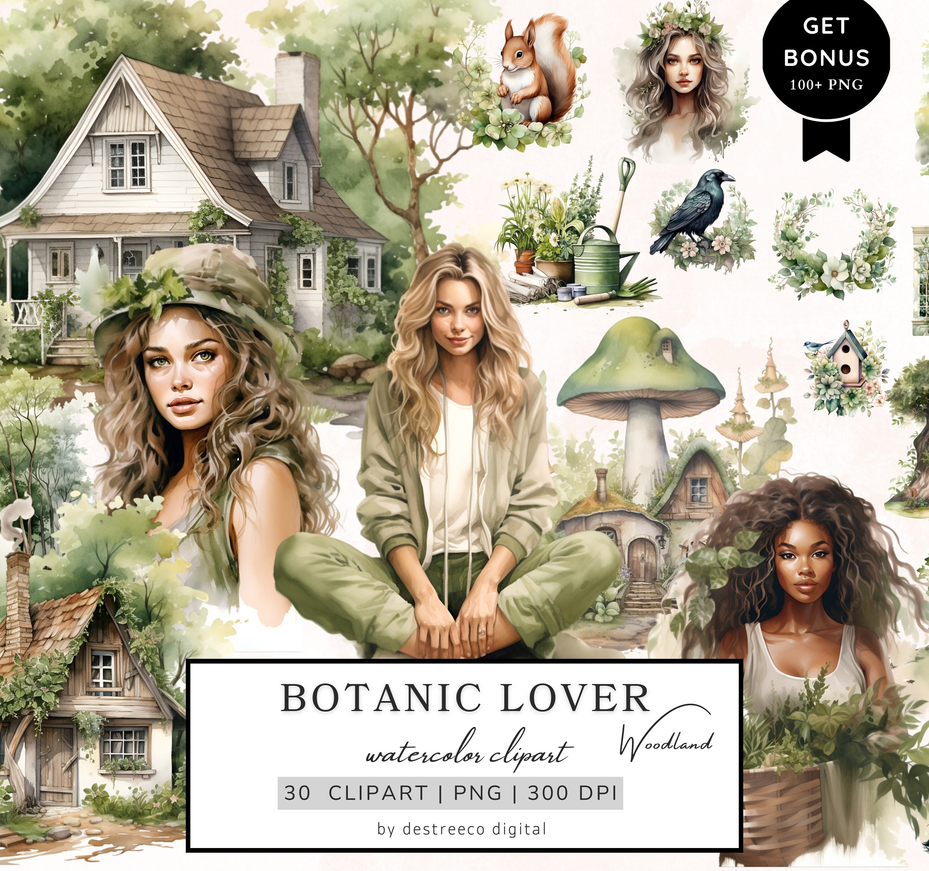 Botanic Lover Clipart Bundle, Spring Clipart, Wildflowers Clipart ...