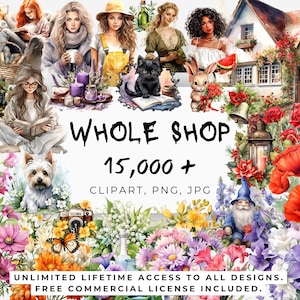 Mega Bundle de cliparts toute la boutique, toute la boutique, clipart graphiques aquarelle Png, illustrations clipart, usage commercial, téléchargement immédiat