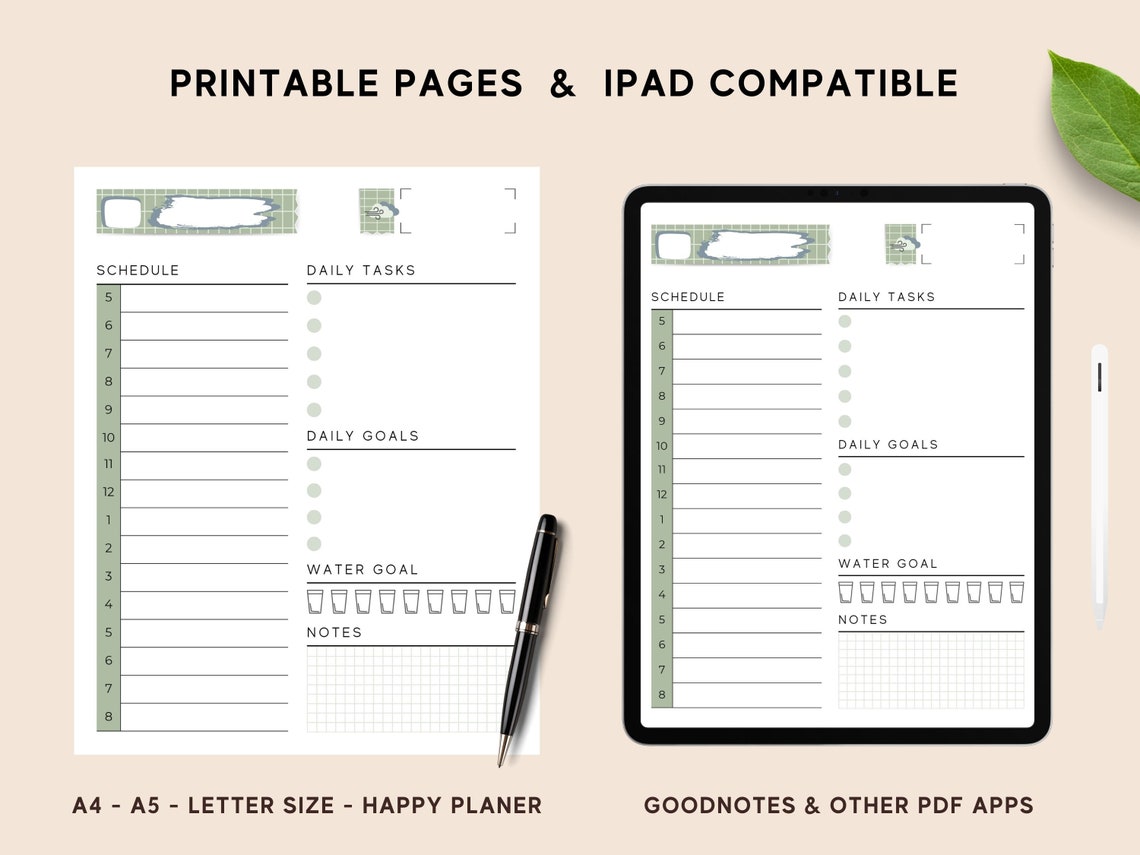 Printable Daily Planner Page Day Planner Template Daily Checklist ...