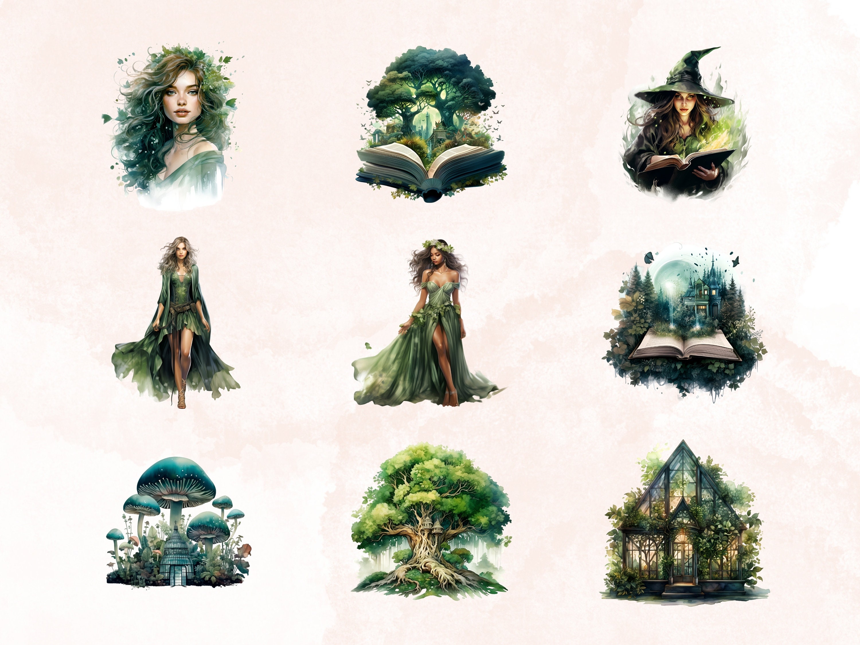 Watercolor Botanic Lover Clipart, Magical Clipart, Botanical Clipart ...