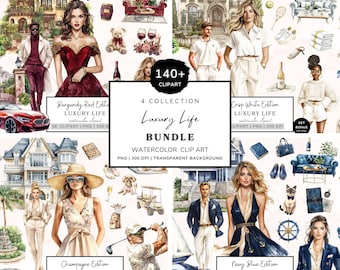 Luxury Life Clipart Mega Bundle, Love Planner Graphics, Lifestyle Clipart, Cozy Aesthetics Png, Vintage Graphics, Cottagecore Clipart Set