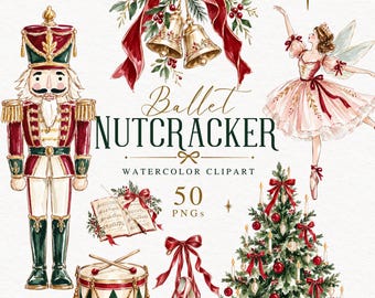 Nutcracker Ballet Clipart, Watercolor Christmas Clipart, Noel Illustrations, Digital Download - 672