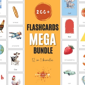 Pacchetto Flashcard definitivo, Carte Montessori stampabili, Materiali didattici per bambini, Carte animali, Flashcard alfabeto, Download digitale