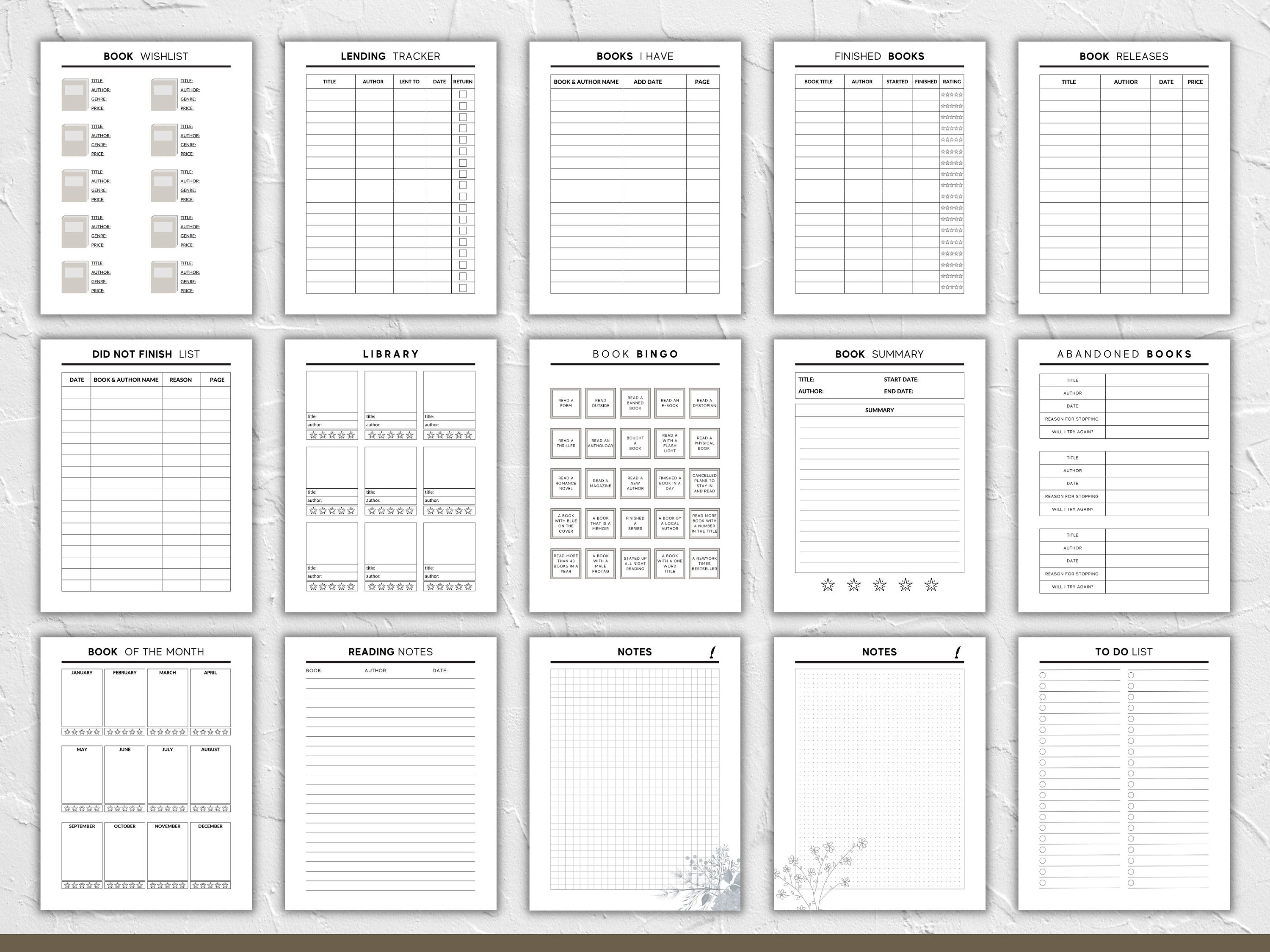 Printable Reading Planner Book Journal Book Tracker Reading Log Book