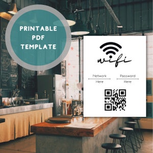 Printable Wifi Password Sign Editable QR Code Template Fully ...